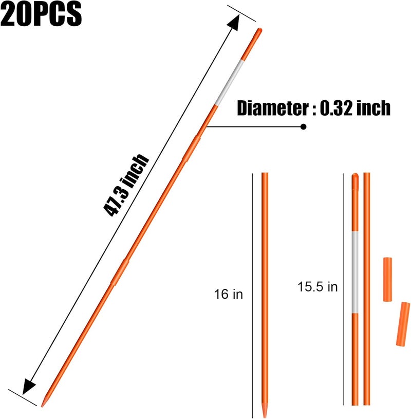 AHKUNMT 30Pcs Driveway Markers,4Ft Driveway Reflective Poles, Orange Fiberglass Snow Stakes with Reflective Tape for Easy Visibility at Night for Parking Lots (30, Orange) - Image 2
